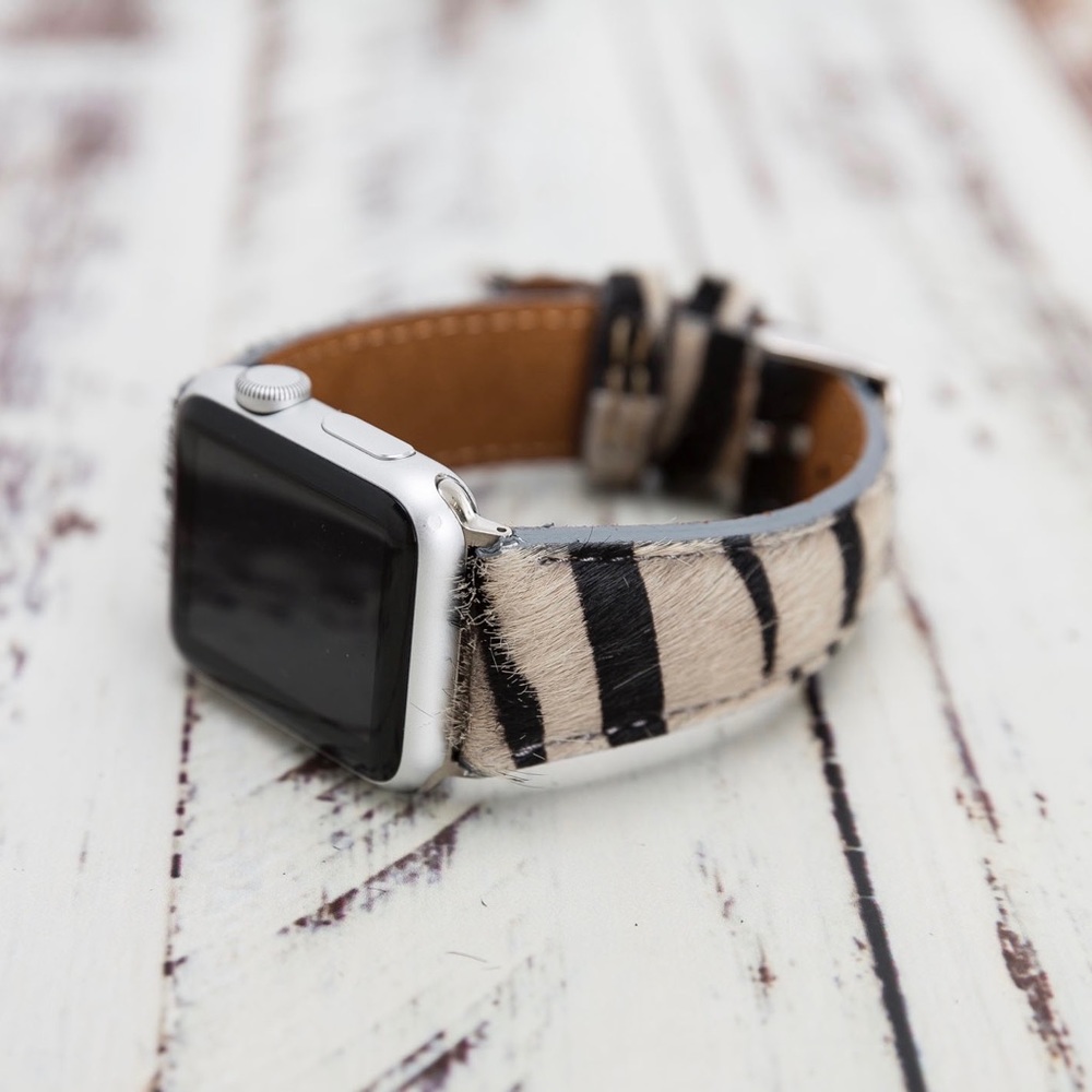 Zebra Design Leather Apple Watch Band 38mm 40mm